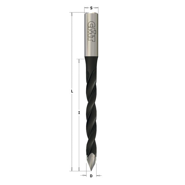CMT Wiertło przelotowe D10 I70 L115 S10 mm / standard HM / prawe