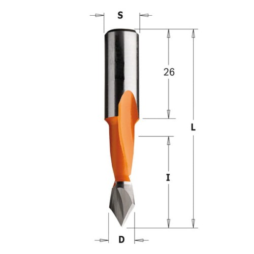 CMT Wiertło przelotowe D5 I27 L57,5 S10 mm / standard HM / prawe